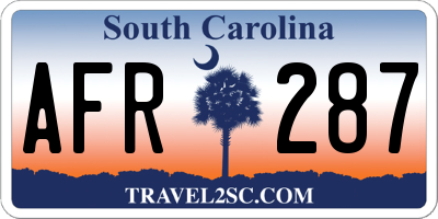 SC license plate AFR287