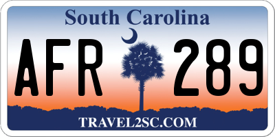 SC license plate AFR289