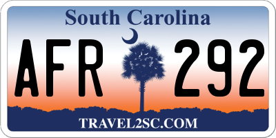 SC license plate AFR292