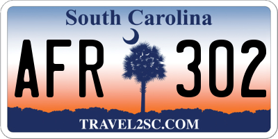 SC license plate AFR302