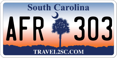 SC license plate AFR303