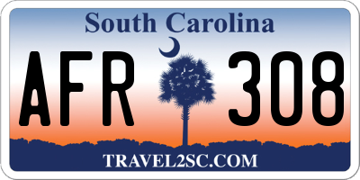 SC license plate AFR308