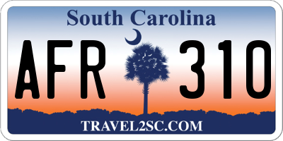 SC license plate AFR310