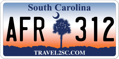 SC license plate AFR312