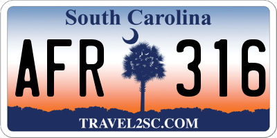 SC license plate AFR316