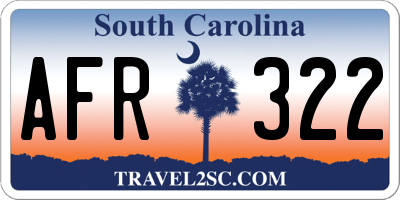 SC license plate AFR322