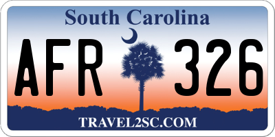 SC license plate AFR326