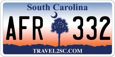 SC license plate AFR332