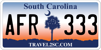 SC license plate AFR333