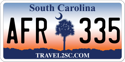 SC license plate AFR335