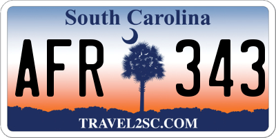 SC license plate AFR343