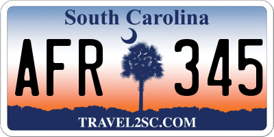 SC license plate AFR345