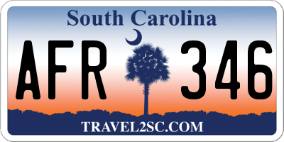 SC license plate AFR346
