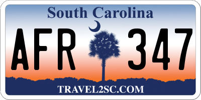 SC license plate AFR347