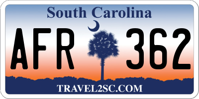 SC license plate AFR362