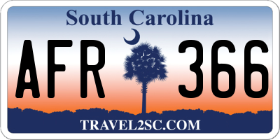 SC license plate AFR366