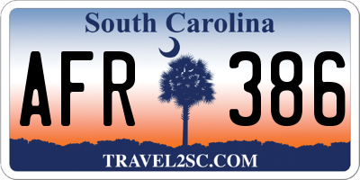 SC license plate AFR386