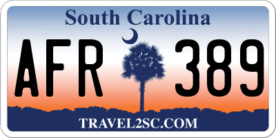 SC license plate AFR389