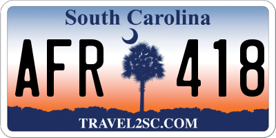 SC license plate AFR418