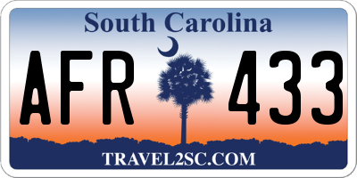 SC license plate AFR433
