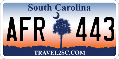 SC license plate AFR443