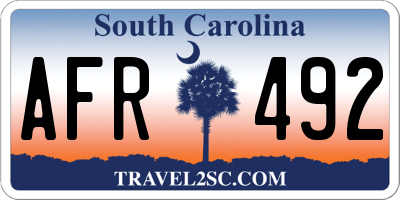 SC license plate AFR492