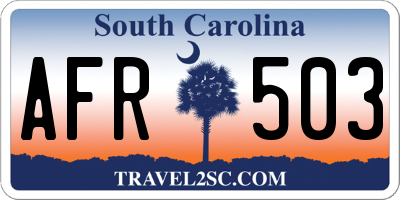 SC license plate AFR503