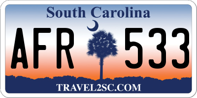 SC license plate AFR533