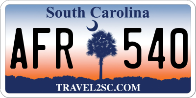 SC license plate AFR540