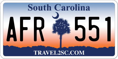 SC license plate AFR551