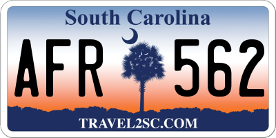 SC license plate AFR562