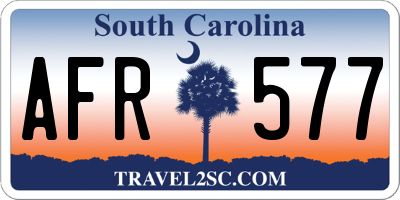 SC license plate AFR577