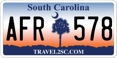 SC license plate AFR578