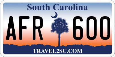 SC license plate AFR600