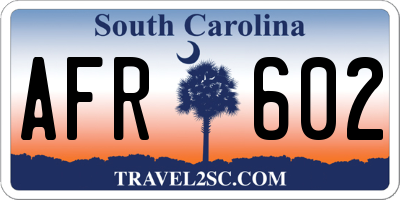 SC license plate AFR602