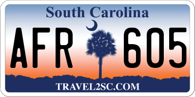 SC license plate AFR605