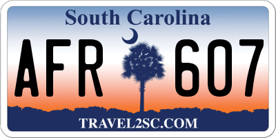 SC license plate AFR607