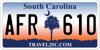 SC license plate AFR610