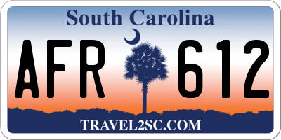 SC license plate AFR612