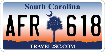 SC license plate AFR618