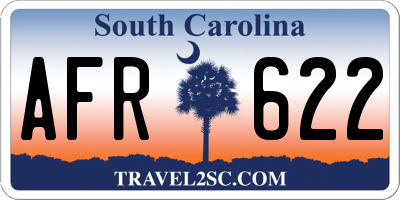 SC license plate AFR622