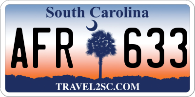 SC license plate AFR633