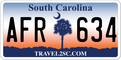 SC license plate AFR634