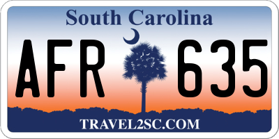 SC license plate AFR635