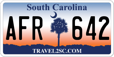 SC license plate AFR642