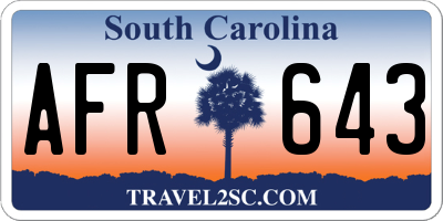 SC license plate AFR643