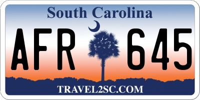SC license plate AFR645