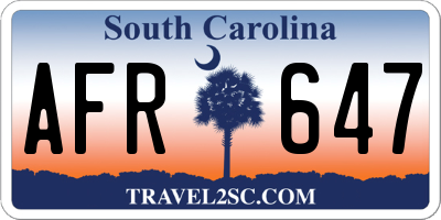 SC license plate AFR647