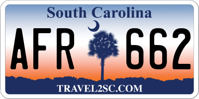 SC license plate AFR662