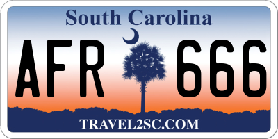 SC license plate AFR666